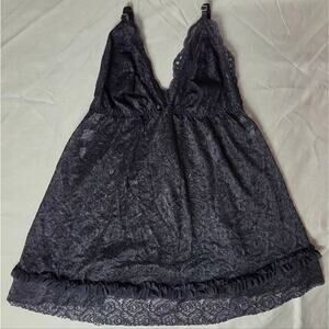 SEDUCTIVE WEAR CINEMA ETOILE  Black Floral Lace Baby Doll Lingerie XL Mini Dress